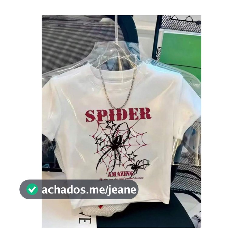 Cropped Aranha Street Estiloso Blusinha 100% Algodão Moderna Moda Urbana