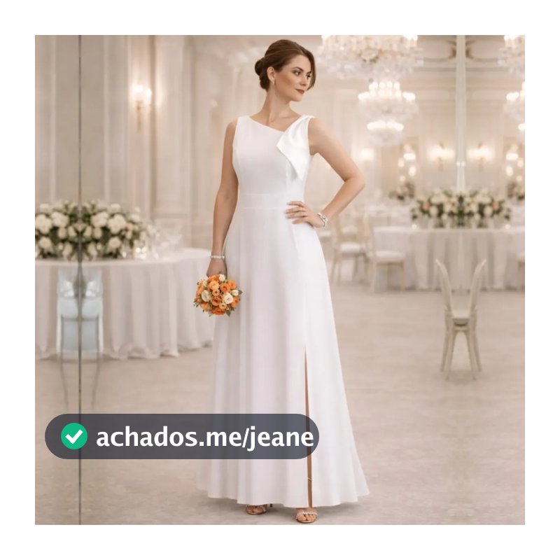Vestido de Noiva Casamento Civil Longo Elegante com Laço no Ombro Madrinha Convidada Formatura