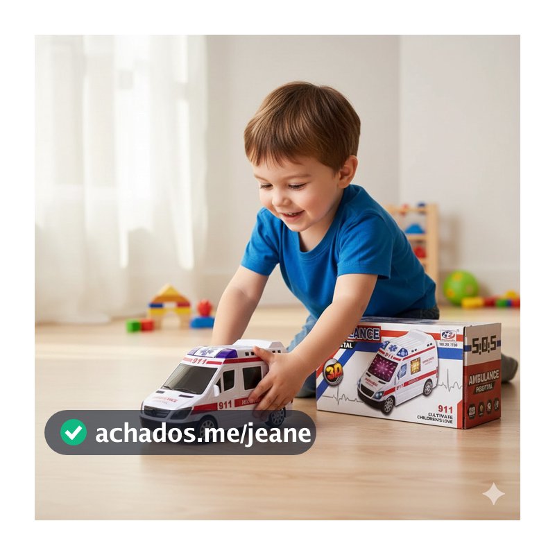 Brinquedo Infantil Carrinho Ambulância Com Som Luz Sirene Cor Branco Ninho Boy