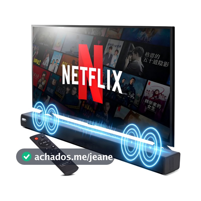Soundbar para TV PC Bluetooth 60W RMS Caixa de Som HDMI Óptico P2 RCA Potente 90cm Preta