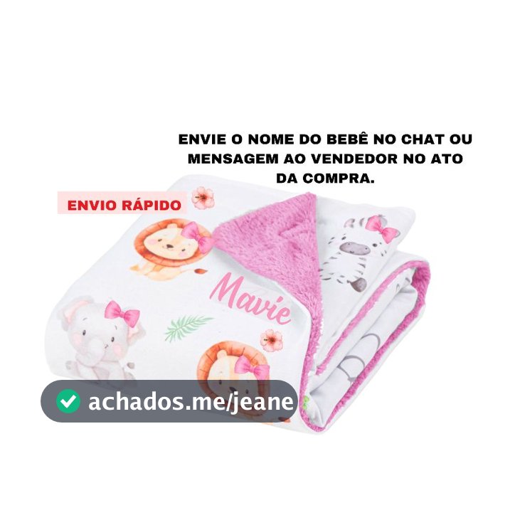 Manta Bebê Personalizada com o Nome do seu Bebê, (sem bolinhas) 70x80 cm.
