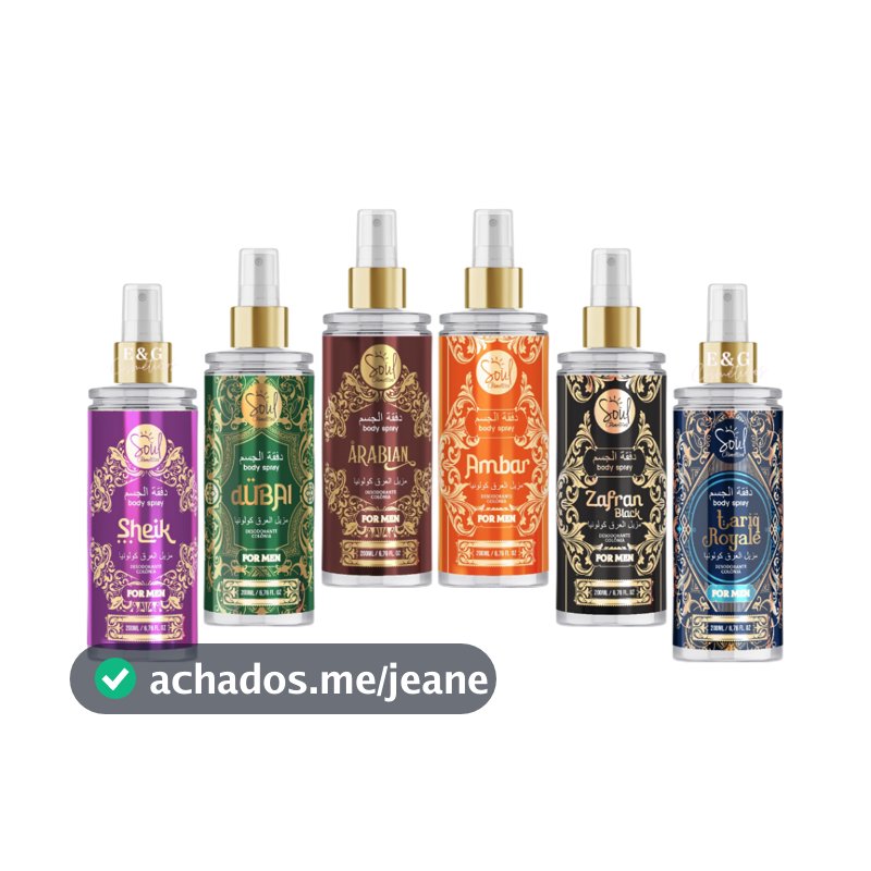 Body Splash Desodorante Colônia Árabe Masculino Soul Cosméticos 200ml