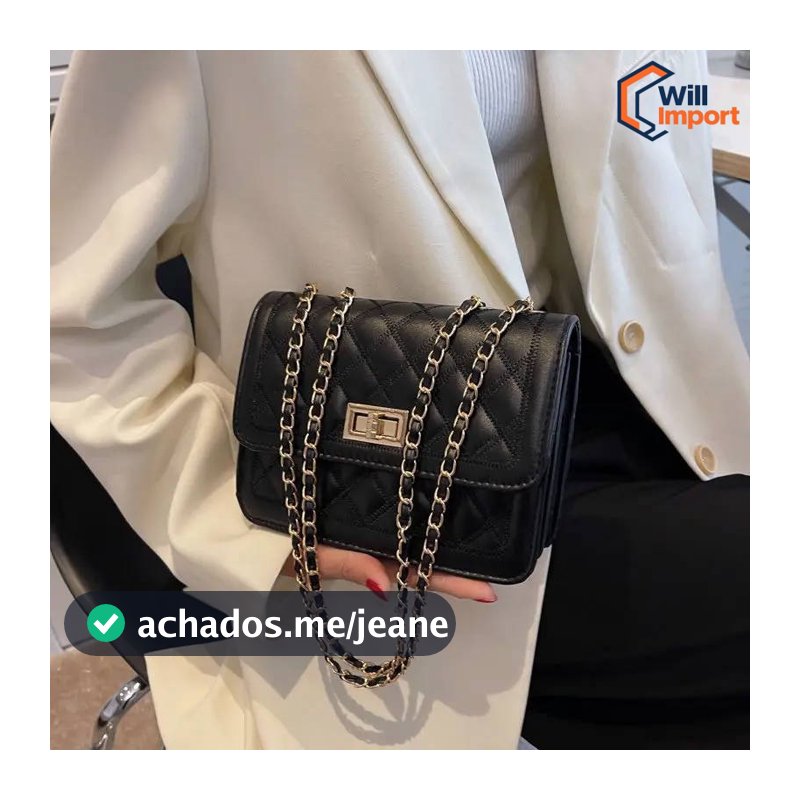 bolsa feminina transversal crossbody passeio alça corrente