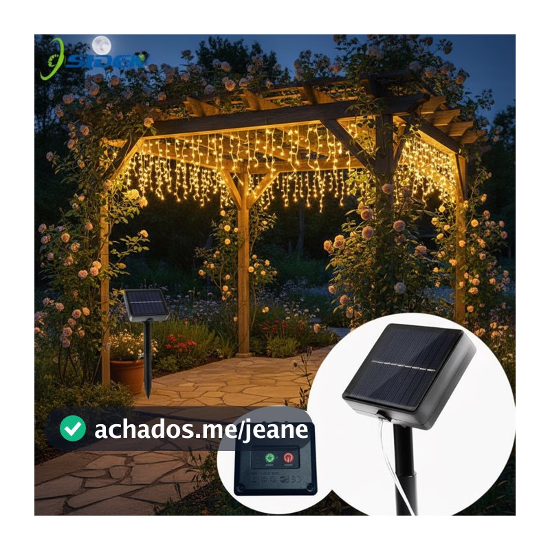 9M Luzes Solares de Corda, Luzes de Cortina Cascata para Decoração Externa de Casa, Jardim, Feriado, Natal, Festa