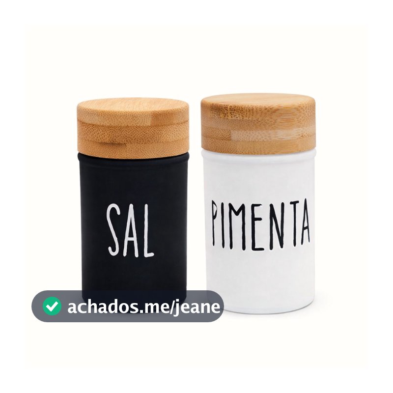 Kit Saleiro Pimenteiro Em Vidro Tampa em Bambu Doha - 80ml
