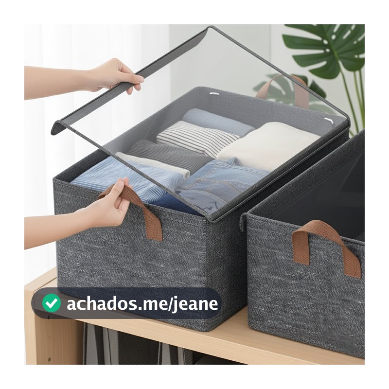 KIT até 10 Caixas Organizadoras Com Tampa Transparente E Sem Tampa Grande Dobrável Resistente Multiuso