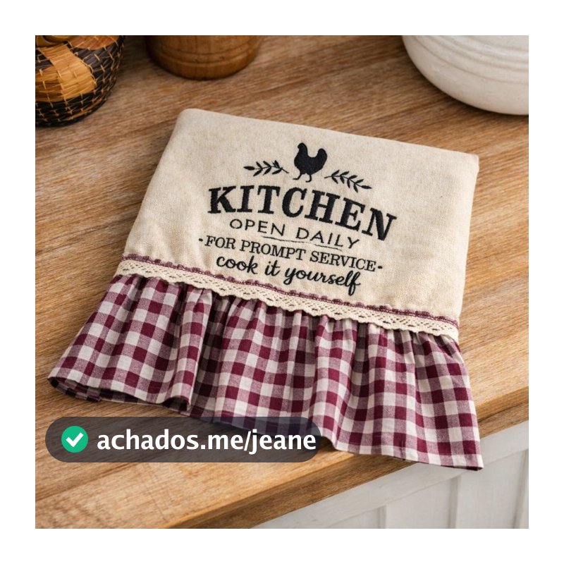 Pano de Prato Babado Estilo FarmHause Toalha de Mão Guardanapo Cozinha Bordado Tecido Crú ou Branco.