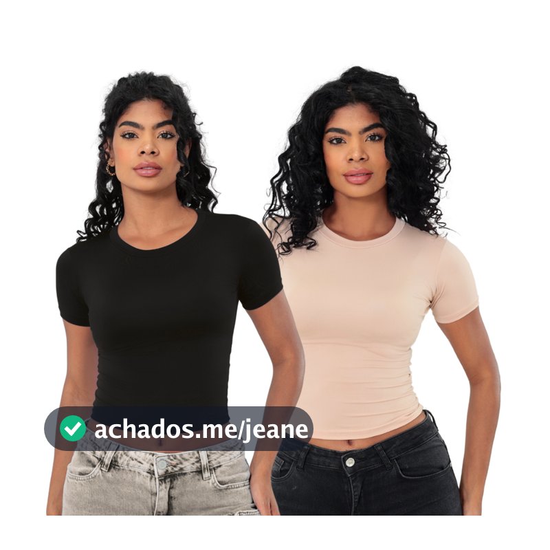 KIT 2: Baby Tee Feminina - Blusa Slim Fit Manga Curta