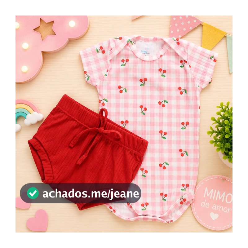 Conjunto Bebê Body + Tapa Fralda Canelado Estampado | Verão | P ao 2 Anos