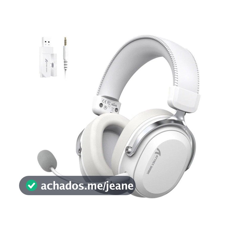 Headset Gamer Sem Fio Attack Shark L30 Pro, Bluetooth, Som Surround, Branco e Prata - L30PRO