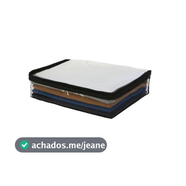 Kit 10 Saco Organizador Closet Roupas Tam P c/Ziper Preto Armário Cômoda