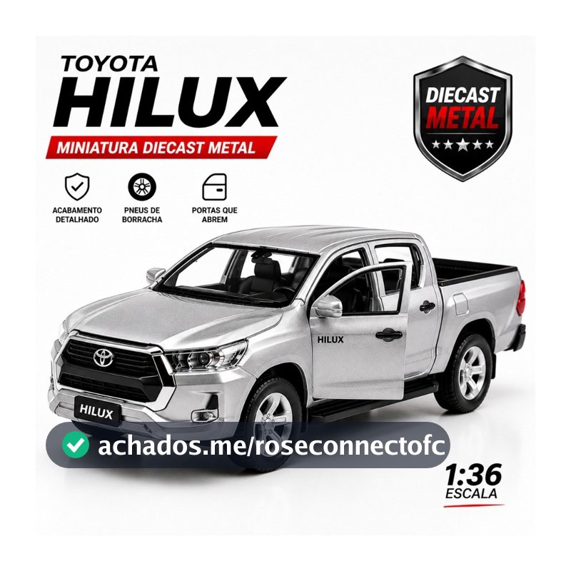 Toyota Hilux Miniatura com LUZ E SOM Colecionável Carro Ferro 1:32 Metal (COM CAIXA)