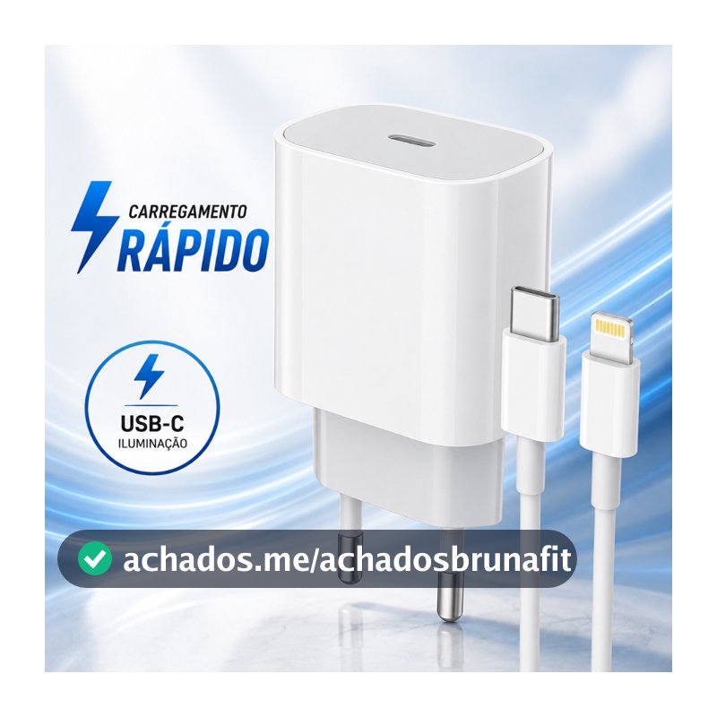 Fonte Carregador Turbo 25W USB-C com Cabo Lightning para iPhone e iPad Original Lehmox