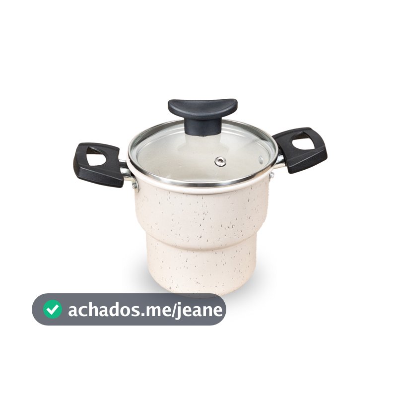 Cuscuzeiro Teflon Antiaderente Tampa de Vidro 14cm