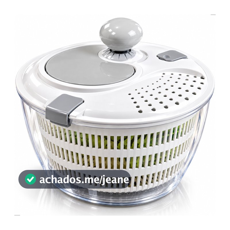 Secador De Salada Centrífuga Manual 4 Litros Seca Folhas Verduras E Legumes Cesto Removível Tampa Giratória Com Trava