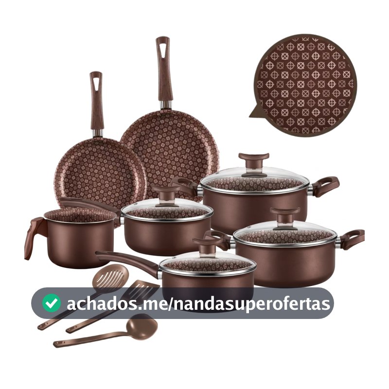 Jogo de Panelas 10 Peças Antiaderente Tampa De Vidro Conjunto Vanilla Bianco Teflon Durável - Cores