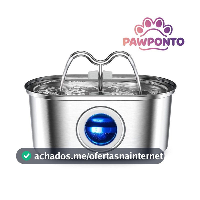 Bebedouro para Gatos Inoxidável 3,2L Automático Filtro Água Fresca - Com Visor Transparente
