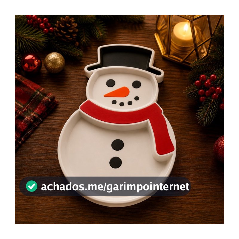 PETISQUEIRA DE NATAL / PETISQUEIRA BONECO DE NEVE / TRAVESSA NATALINA BONECO DE NEVE 25CM - FELIZ NATAL