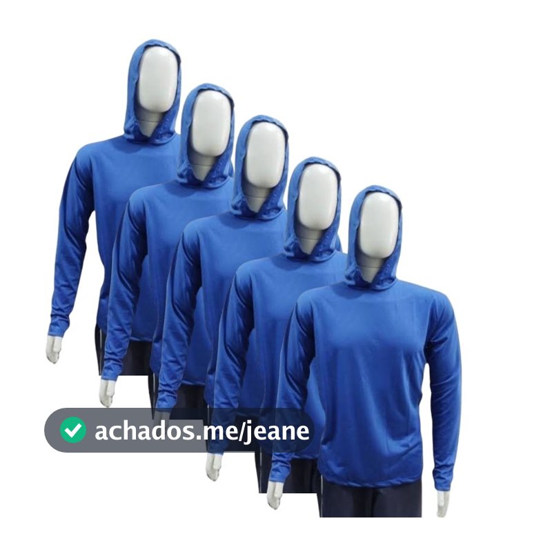 kit 5 camisas manga longa capuz uniforme malha fria poliéster REF-2022