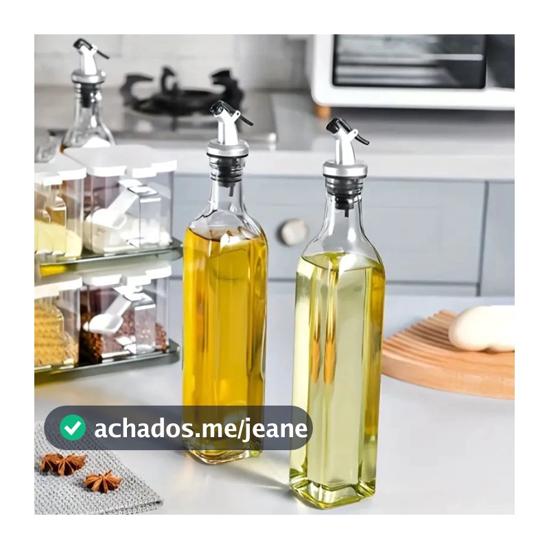 Kit 2 Galheteiro Vidro 500ml Bico Dosador Porta Azeite Vinagre Molho Shoyu Pimenta Cozinha Culinária