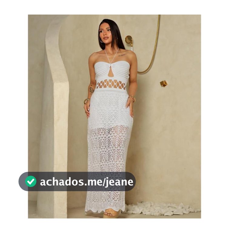 Vestido Longo Tricot Rendado Linha Festas Crochê Tomara que Caia Com Fendas Lançamento Cordão Decote