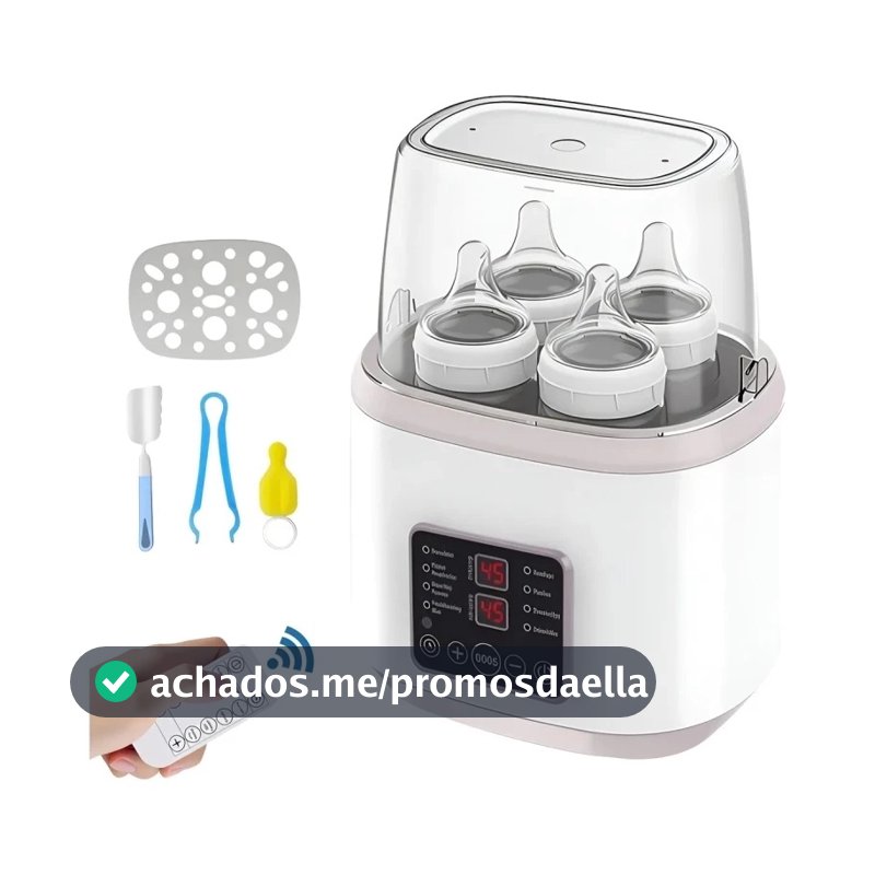 Esterilizador De Mamadeira Aquecedor Leite Bebê 4 Garrafa Com Para Mamadeiras Mamadeira, Papinha e 110V E Tem capacidade