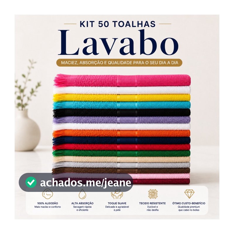 Kit 50 Toalhas de Rosto Lavabo Social de Mão Algodão Alta Absorção Escolar Brindes Rosto Bebê