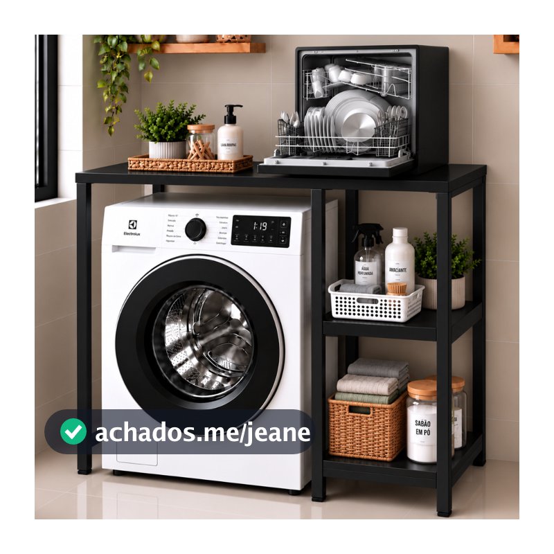 Suporte para Máquina de Lavar com Bancada e Prateleiras- 126