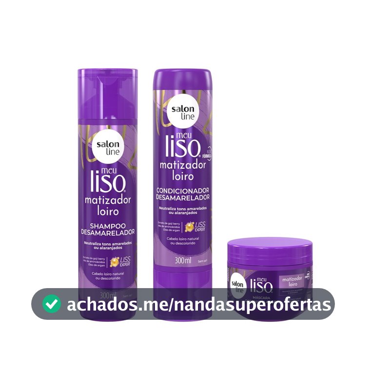 Combo Matizador Loiros Shampoo + Máscara + Condicionador Meu Liso Salon Line