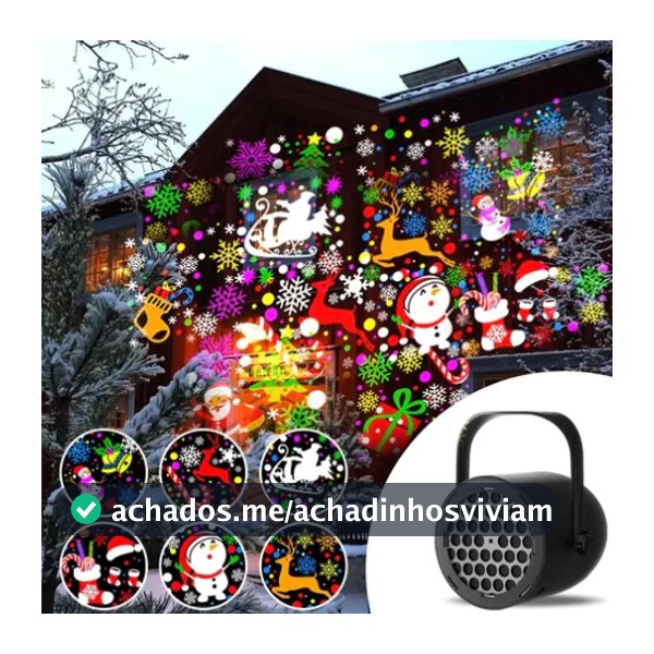 Projetor Natalino Refletor Luzes de Natal Com 16 Desenhos 3D A Laser Decorativo Bivolt Portátil