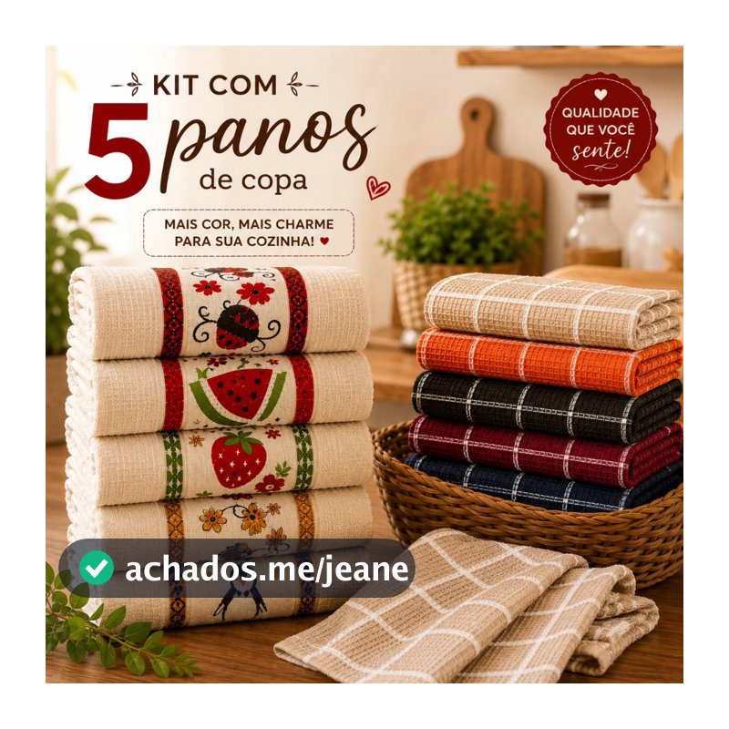 Kit 5 e 3 Panos de Prato Jacquard Felpudos 100% Algodão 65x75cm Alta Absorção Cozinha