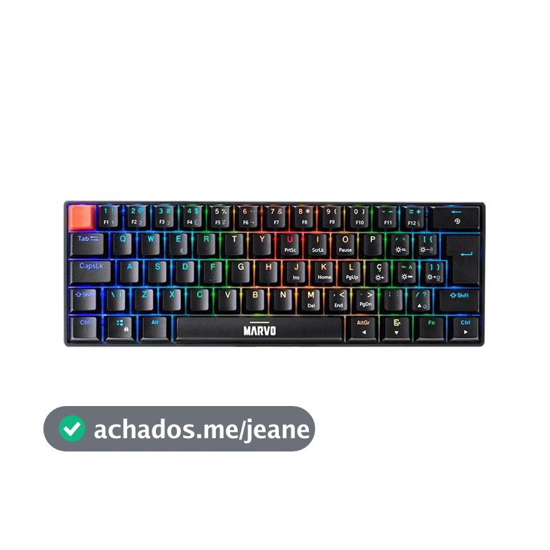 Teclado Mecanico Marvo KG933G, RGB, ABNT2, Switch Vermelho, Preto, KG933G-BK