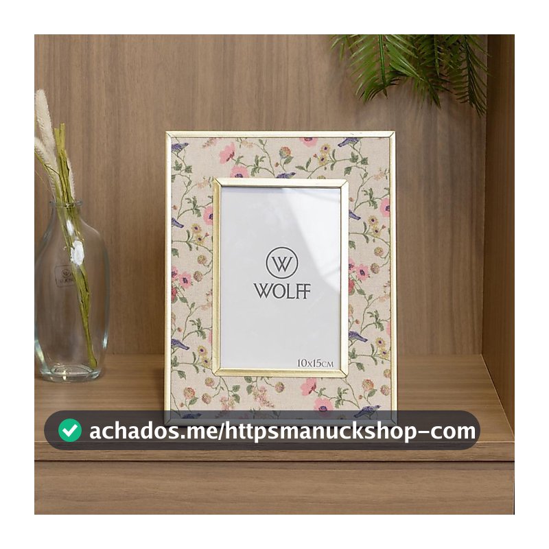 Porta Retrato Blossom Garden 10x15cm Metal Dourado Wolff para Foto Decoração Mesa Aparador Quarto Sala Presente Elegante