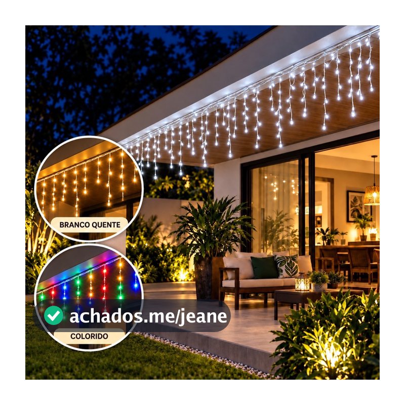 Cascata de Led Decoração Natal 8 Funções Cortina  3M 5M 7M 10 M Natal Luzes Pisca Pisca Iluminação