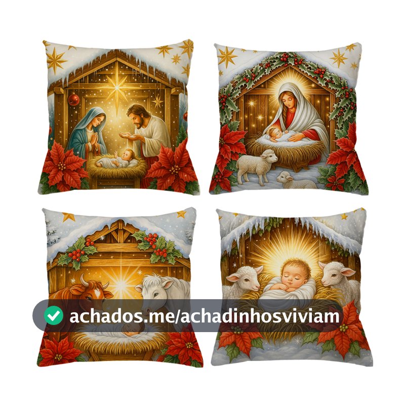 KIT 4 CAPAS DE ALMOFADAS DECORATIVAS NATAL PAPAI NOEL BONECO DE NEVE FELIZ NATAL  SUEDE TOQUE AVELUDADO  - TAMANHO 45X45
