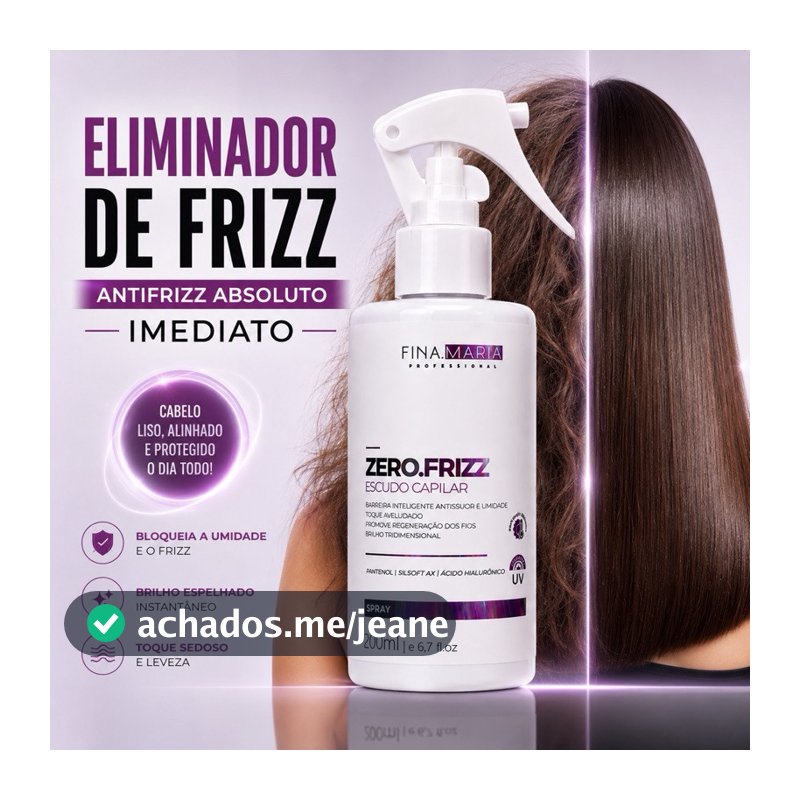 SPRAY ESCUDO CAPILAR ELIMINADOR DE FRIZZ | PROTETOR TÉRMICO MULTIFUNCIONAL | FINA MARIA