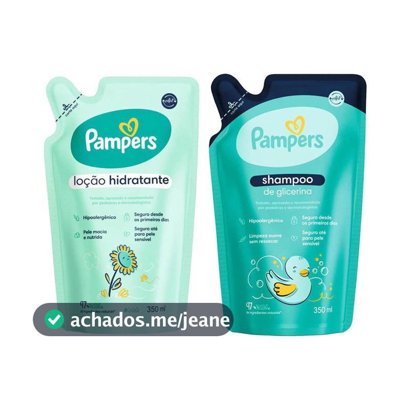 Kit Pampers Refil Shampoo Glicerina 350ml + Loção Hidratante Infantil 350ml