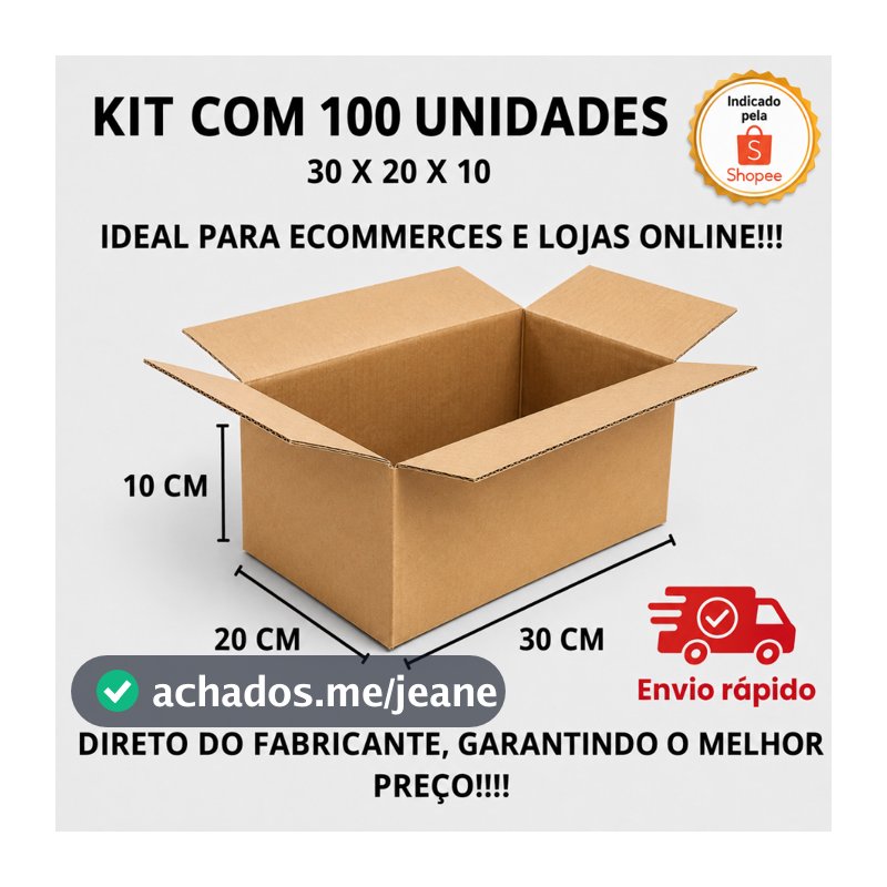 QUEIMA DE ESTOQUE!!! 100 Caixas de Papelão 30x20x10 Para Envio Ecommerce Correios Sedex Loja Online