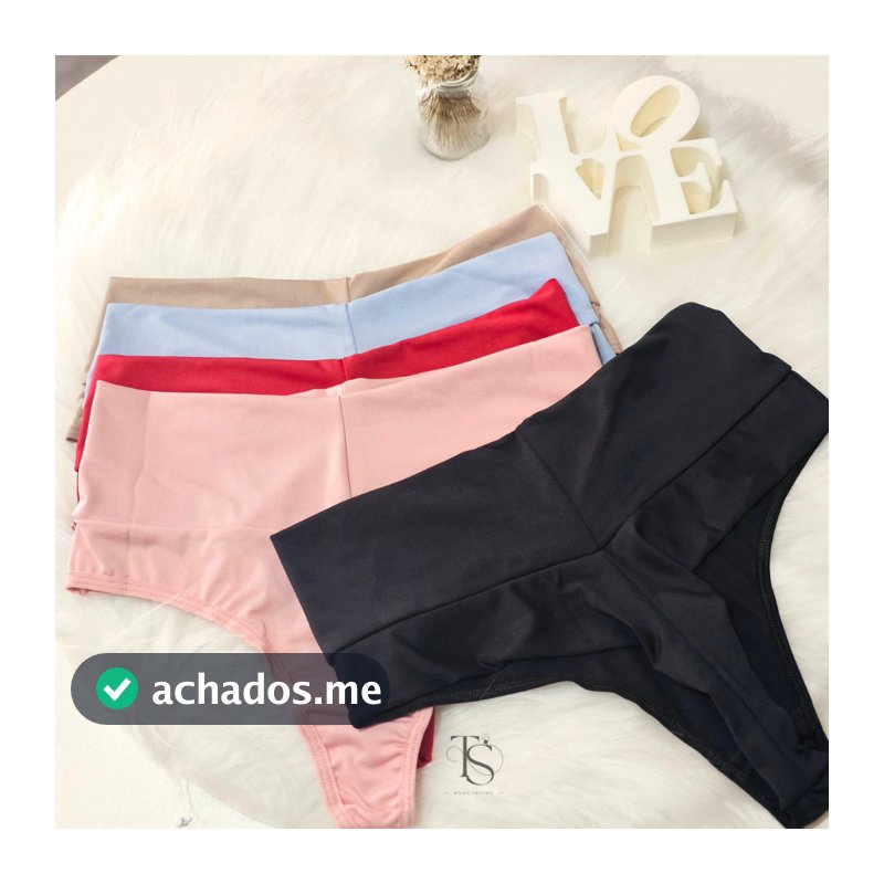 KIT 4 Calcinha Cinta Modeladora Cos Alto Fio Dental Tanga Conforto Cos Alto Duplo Fio Sexy Lingerie Feminina