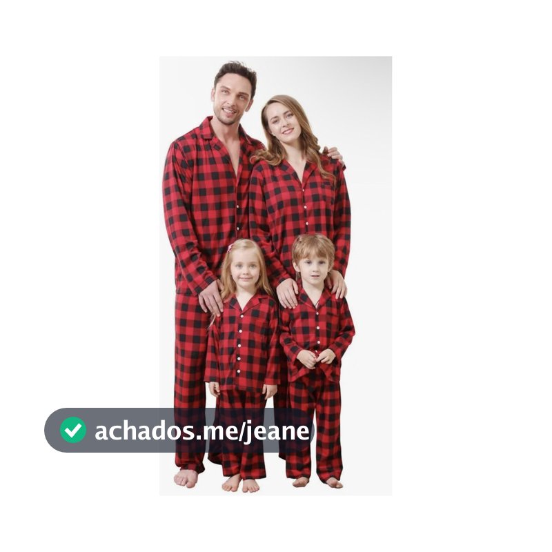 Pijama Térmico Neve Xadrez Adulto Longo Botão