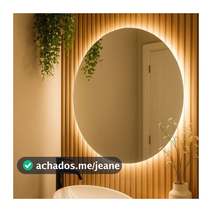 Espelho Redondo  Lapidado com LED Decorativo para Banheiro Lavabo Quarto Sala Vários Tamanhos