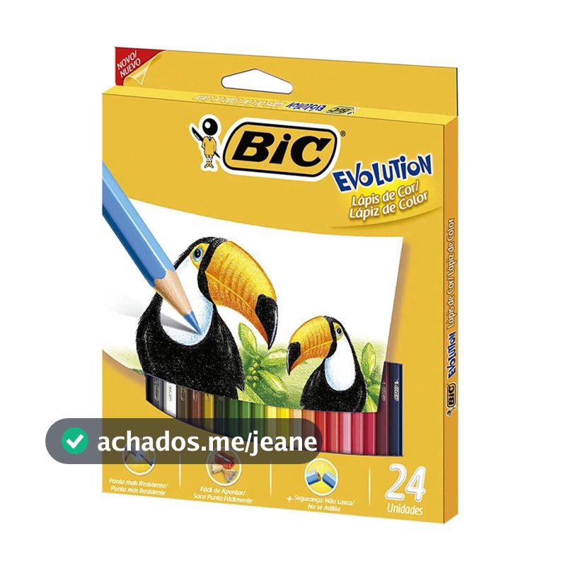 Lápis de cor 24 cores Evolution Sextavado Bic