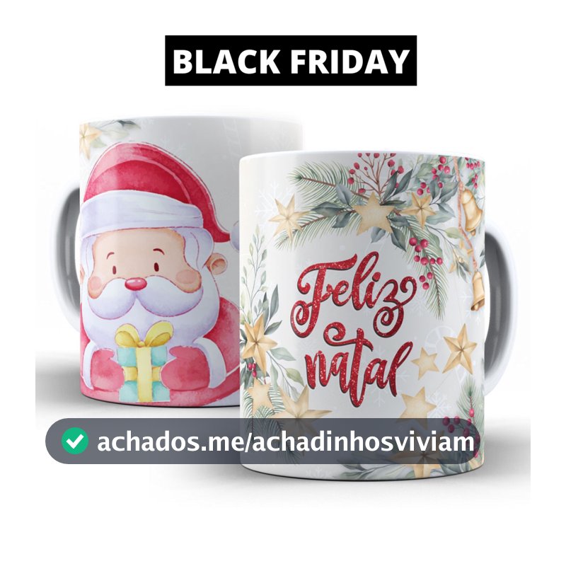 Caneca Natal Personalizada de Porcelana para Presente Xícara Natalinas Papai Noel Enfeite Lembrança Feliz