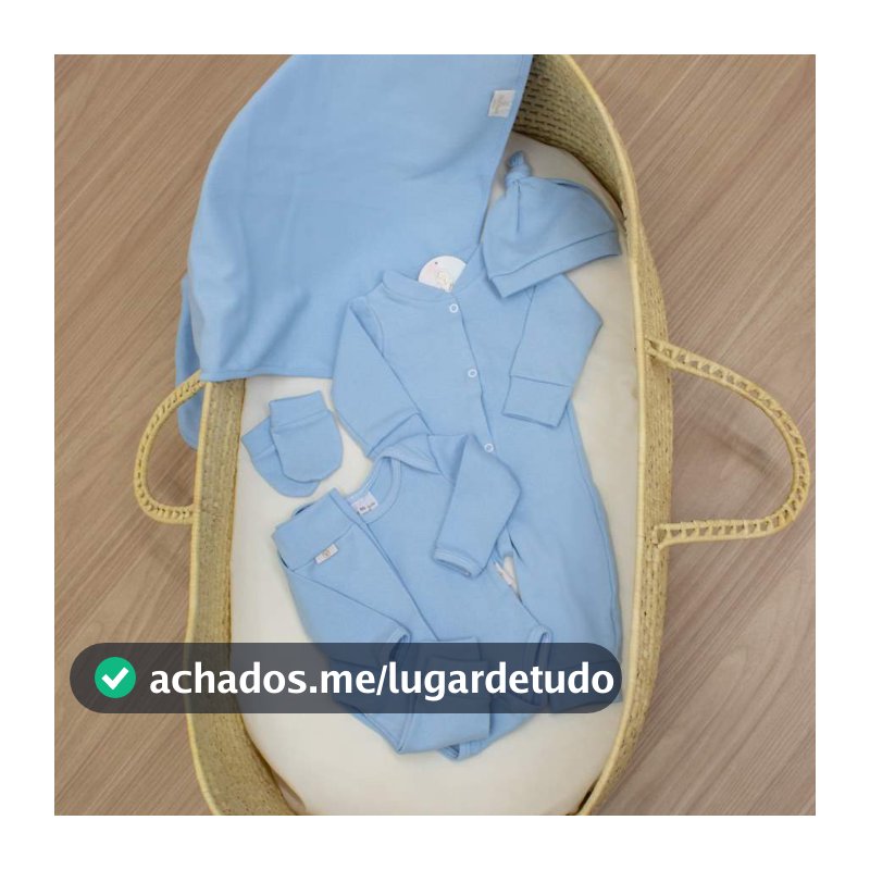 Saída Maternidade Azul Bebê 06 Peças Primeiros Dias 100% Algodão Antialérgico Enxoval