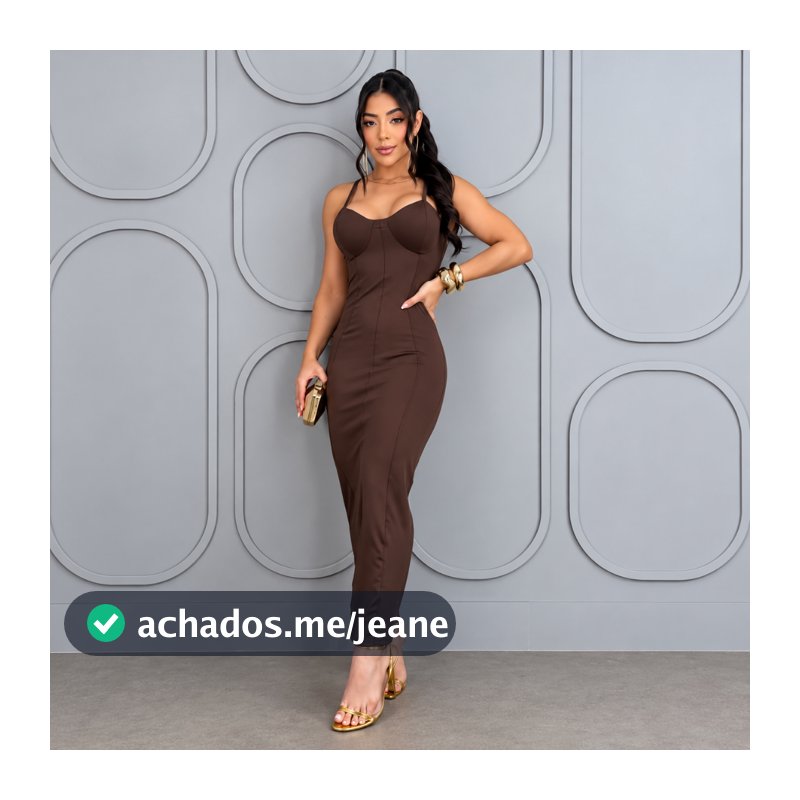 Vestido Feminino Longo Justo com Bojo Decote Coração Alcinha Fina Tubinho Modelagem Ajustada ao Corpo Elegante Festa