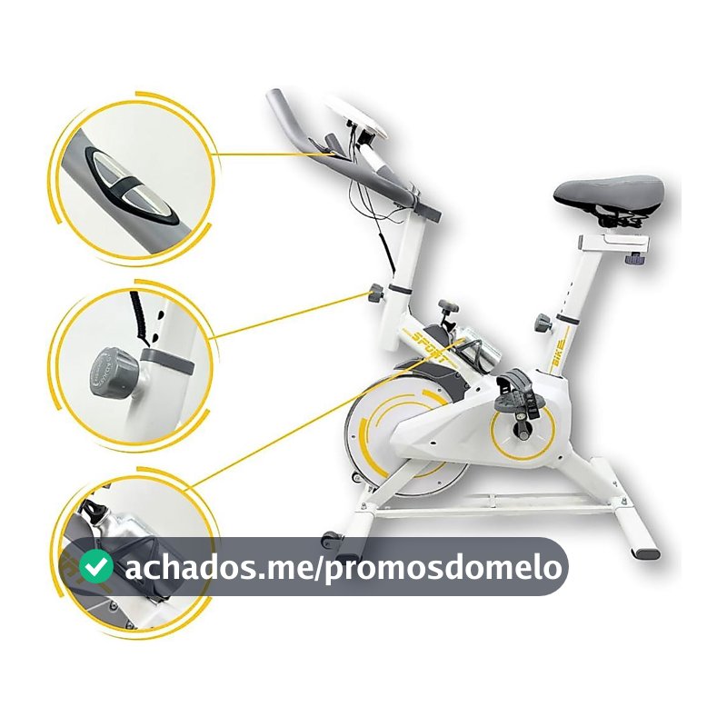 Bicicleta Ergometrica Bike Spinning Branca até 100kg 10KG Inercia Nakasaki