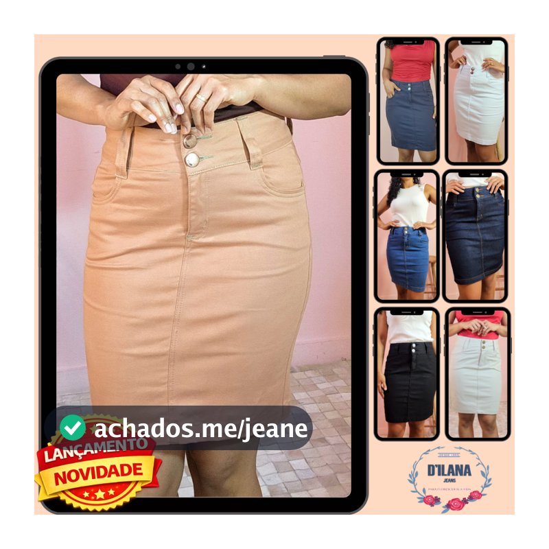 Saia Secretária Feminina Jeans/Colorida Moda Modesta