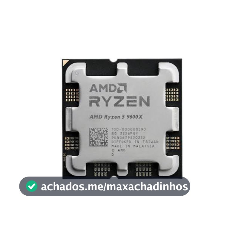 Processador AMD Ryzen 5 9600X, 3.9GHz (5.4GHz Turbo), 6-Cores 12-Threads, AM5 Novo (Sem Caixa ou Cooler)