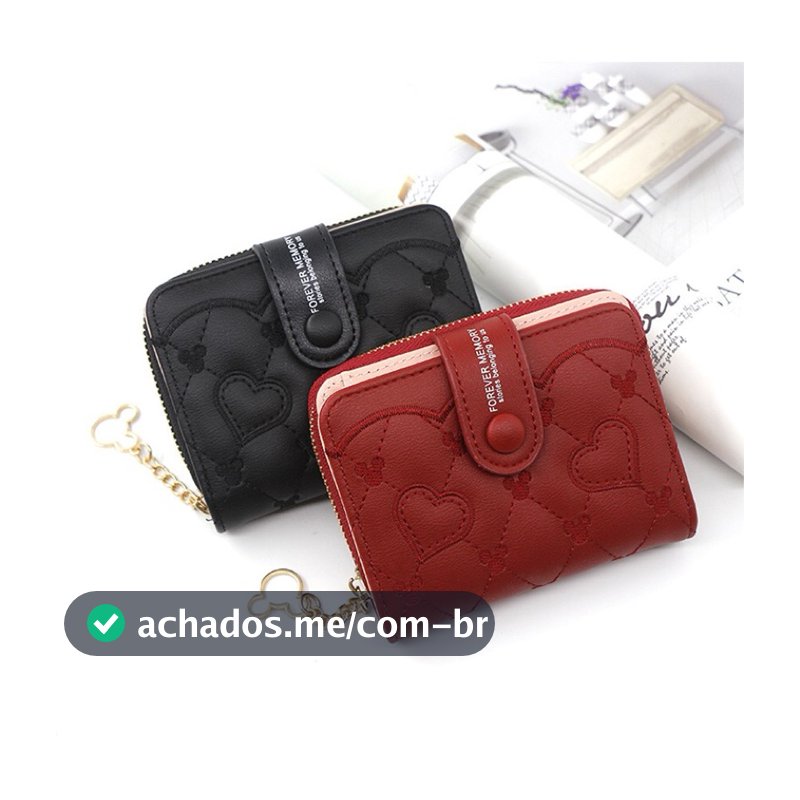 Bolsa de Mão/Carteira Feminina Zíper Porta Moedas e Porta Cartões
