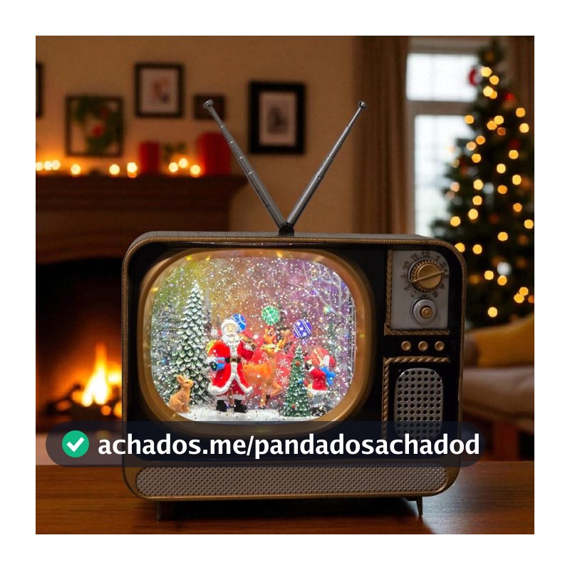 Enfeite Natalino Musical Luz E Som Televisão Decoração Natal Colorido Tevelisão Natal